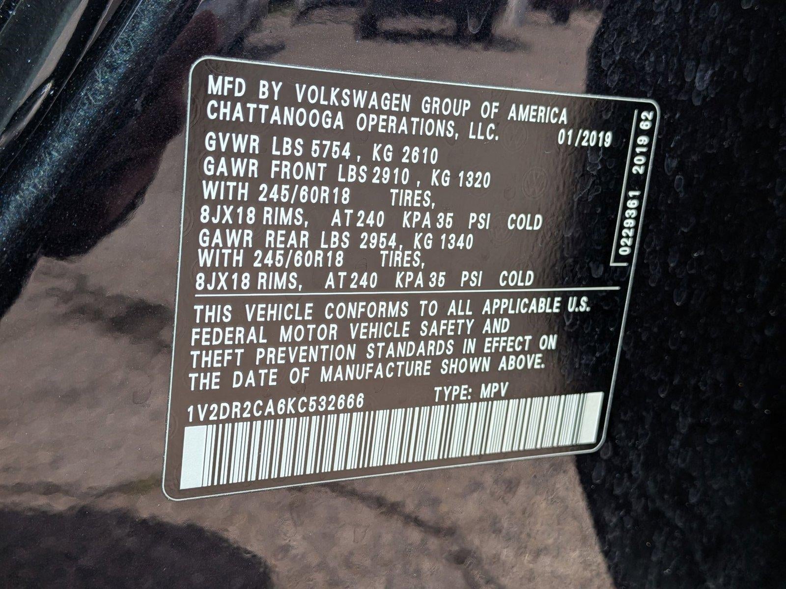 2019 Volkswagen Atlas 3.6L V6 SE FWD