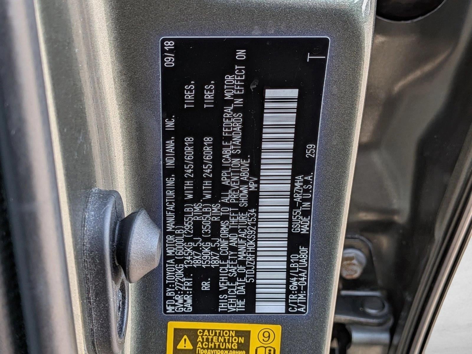 2019 Toyota Highlander XLE V6 AWD (Natl)