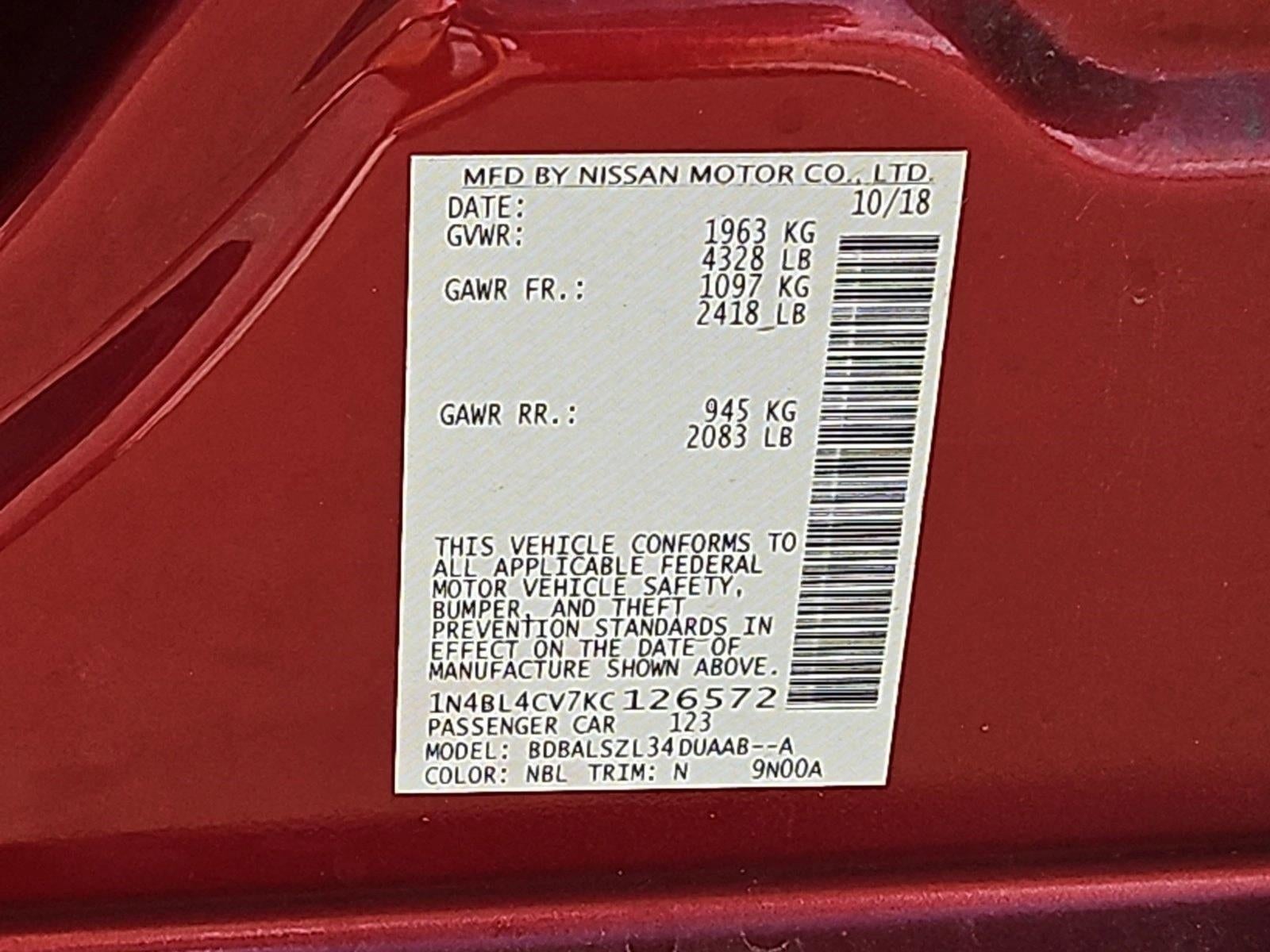 2019 Nissan Altima 2.5 SR