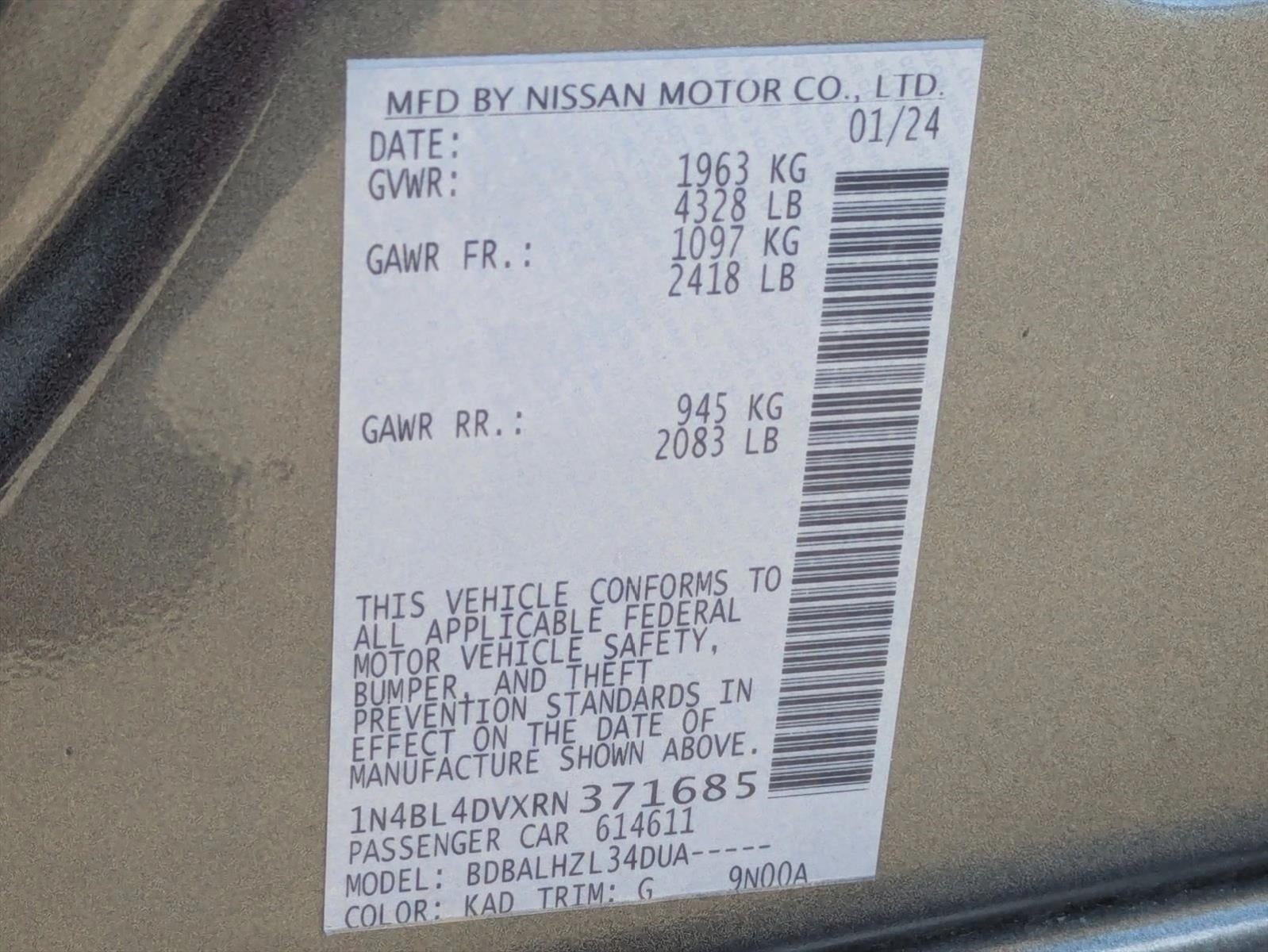 2024 Nissan Altima 2.5 SV