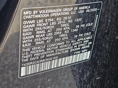 2021 Volkswagen Atlas 3.6L V6 SEL