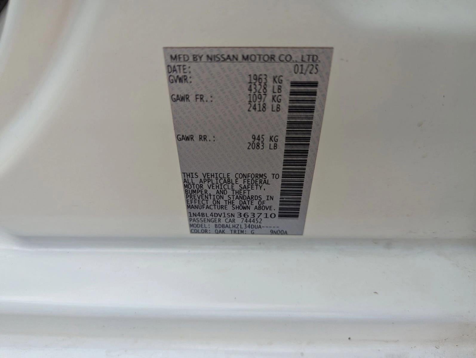 2025 Nissan Altima SV FWD