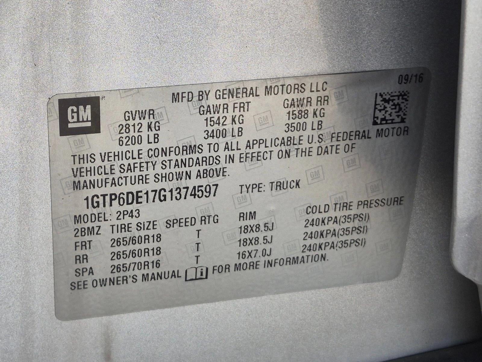2016 GMC Canyon Crew Cab Short Box 4-Wheel Drive SLT