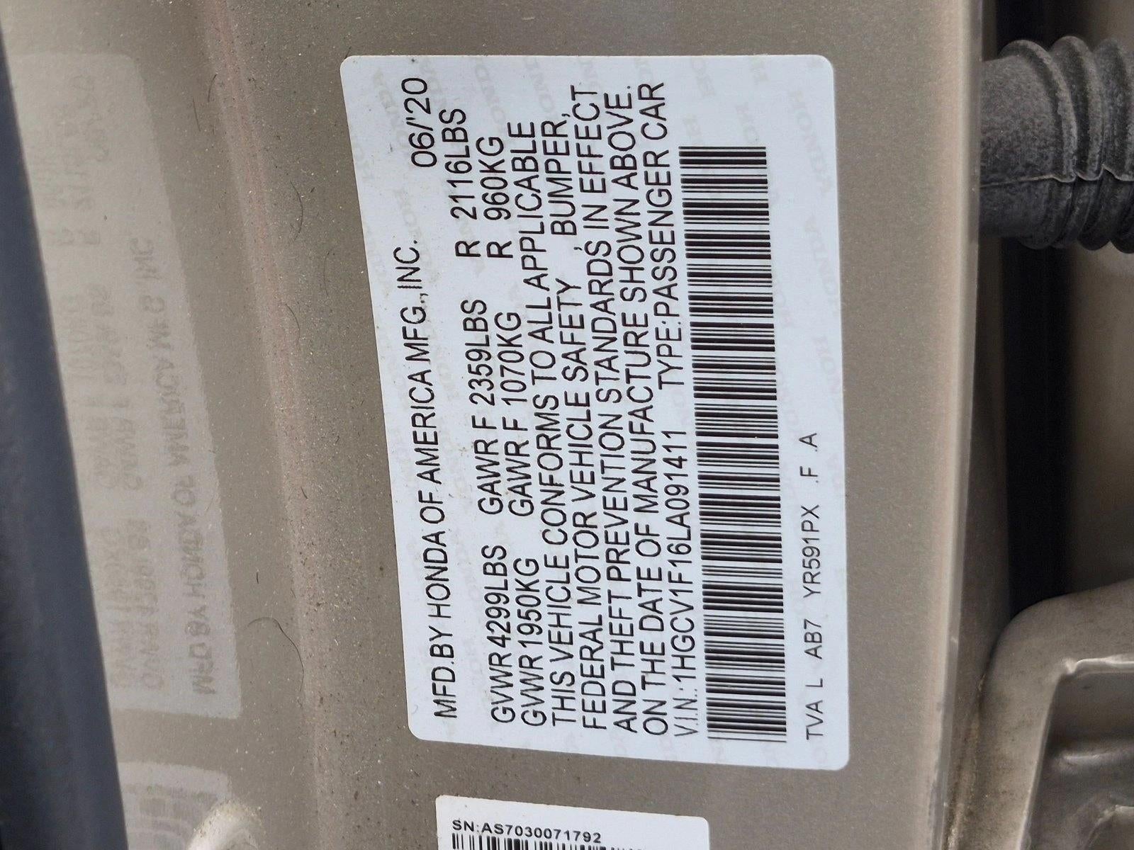 2020 Honda Accord Sedan LX 1.5T CVT