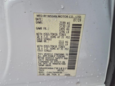 2019 Nissan Frontier Crew Cab 4x2 SV Auto