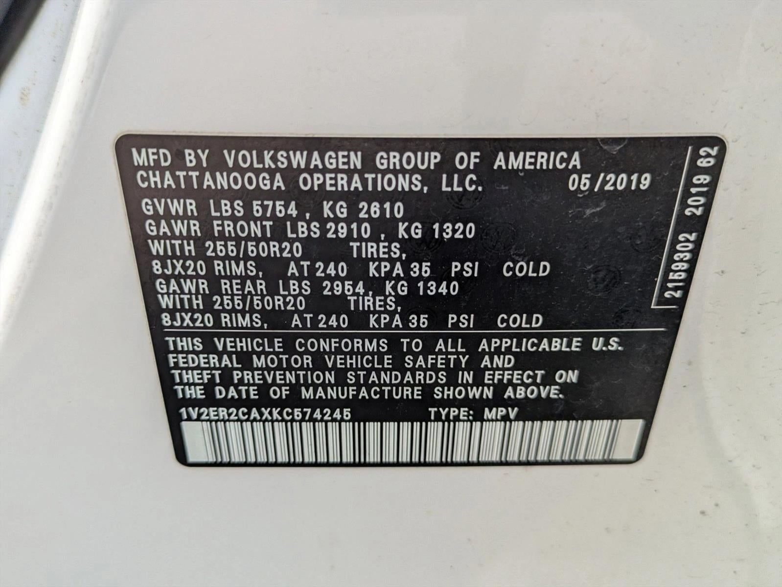 2019 Volkswagen Atlas 3.6L V6 SEL FWD
